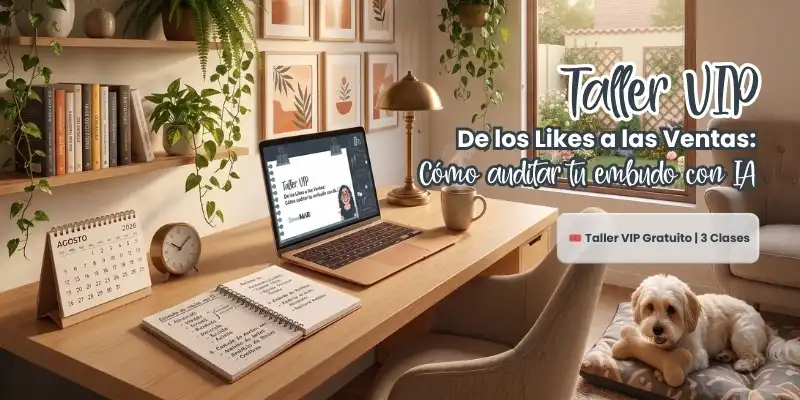 Portada del Taller VIP Gratuito - De los Likes a las Ventas - Audita tu embudo con IA por CarmenMarSt | marketing digital para emprendedores